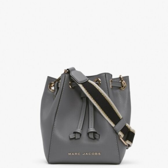 Marc Jacobs The Leather Bucket Bag In Slate Blue Crossbody - Picture 10 of 10